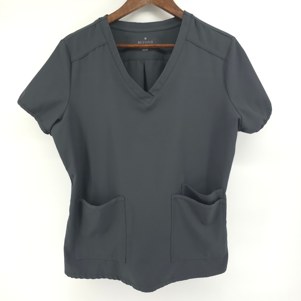 Beyond Scrubs V-Neck Butter Soft Short Sleeve Pockets Scrub Top Womens L